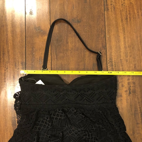 NWT Island Escape Woman Tiered Tankini Swim Top Black Lace Halter Adjustable 6 - Picture 8 of 9